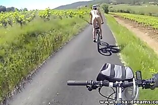 Flashing and nude in public biking on the road