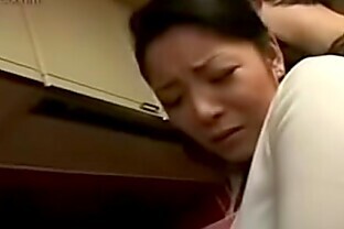 Hot Japanese Asian Mom fucks her Son in Kitchen